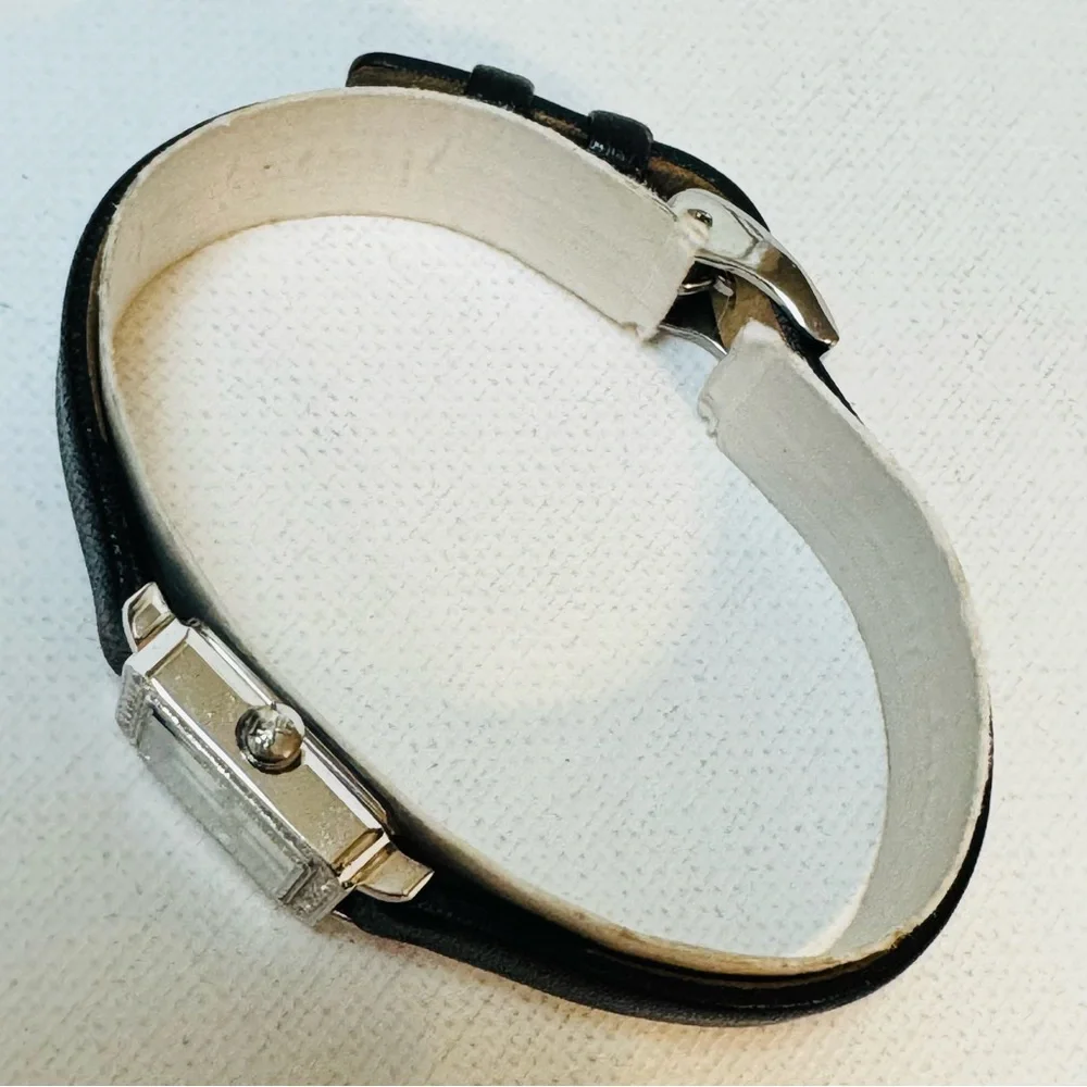 Skagen Tiny Face Women's Square Tank Watch Silver Leather Crystals 466SSLBCR - Picture 3 of 13